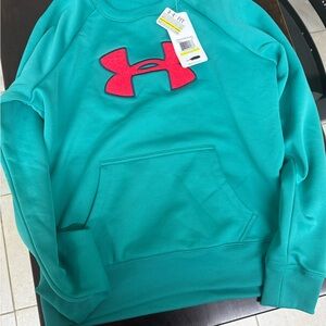 Under Armour Turquoise Sweatshirt with Pink Logo New